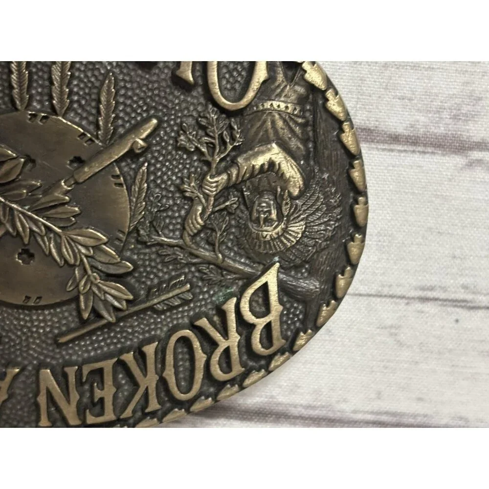 Estate Brass Broken Arrow Oklahoma Native American Peace Pipe Belt Buckle